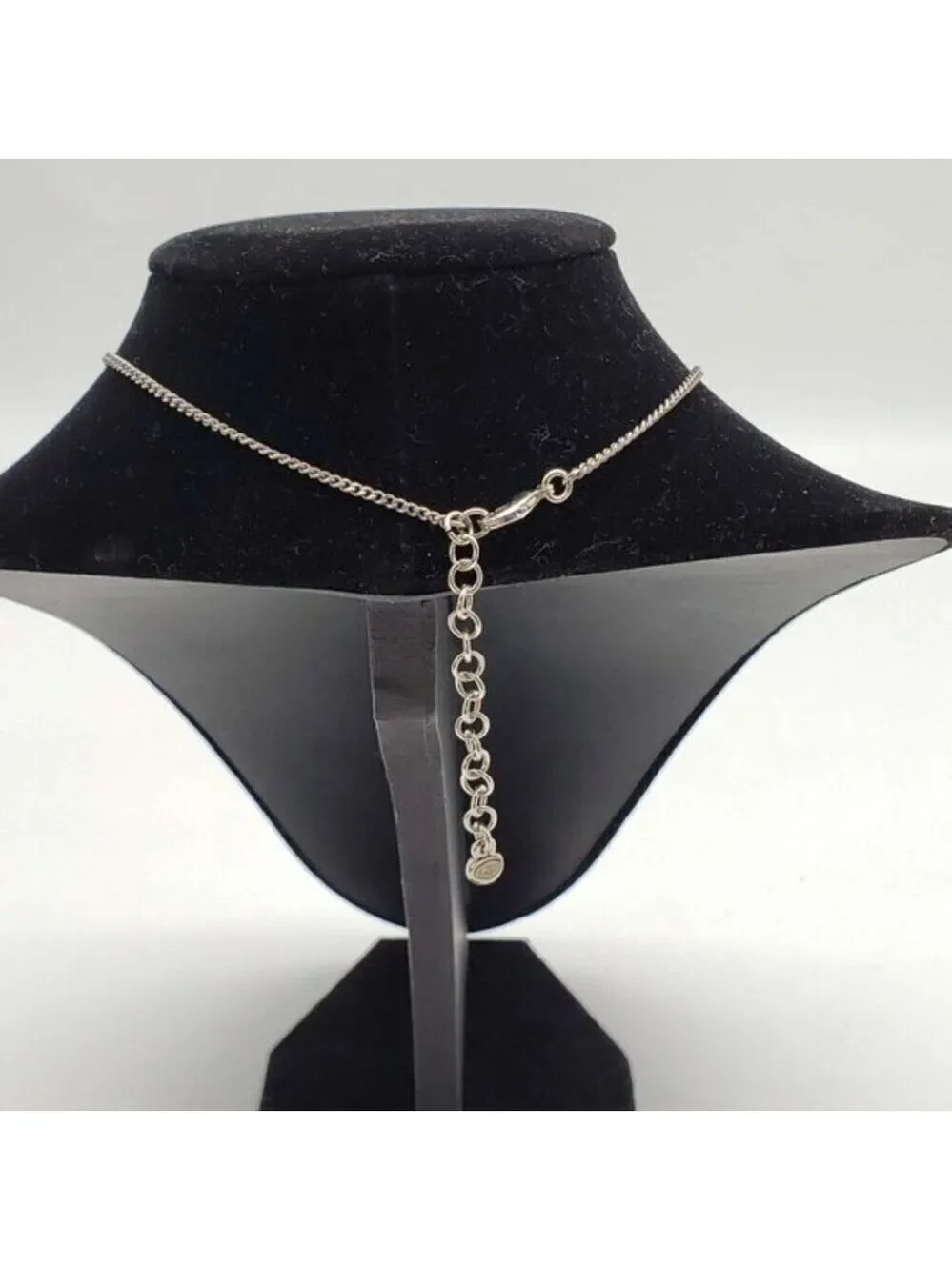 Authentic CHANEL CC with stone Necklace Silver Color 480-050522